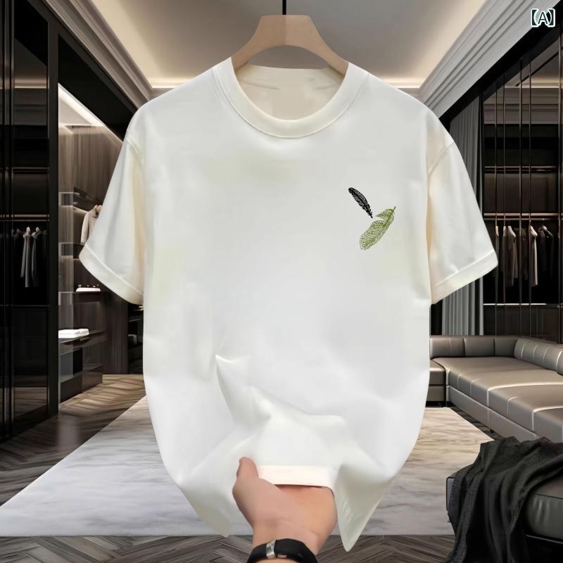 Tシャツ メンズ 半袖 ヘビーウェイト 純綿 コットン ゆったり ビッグシルエット ドロップショルダー ストリート カジュアル 英字プリント ロゴ 吸湿速乾 耐久性 男女兼用