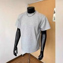 Tシャツ メンズ グレー ヘビーウェイト 厚手 コットンブレンド ポリエステル混紡 半袖 切り替えデザイン レギュラーショルダー クルーネック アメリカンストリート カジュアル レギュラーフィット 普段使い デイリーユース トップス(4)