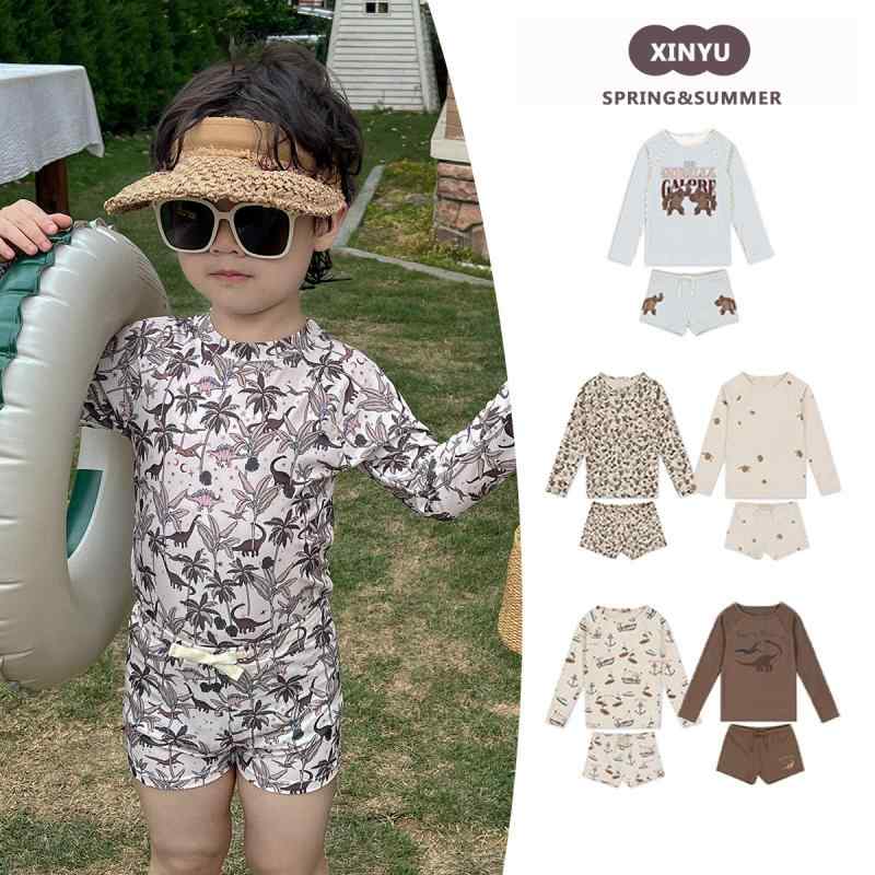 水着 男の子 ベビー キッズ セパレート 長袖 UVカット スイムウェア ポリエステル 伸縮性 プール 海水..