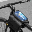 自転車バッグ フロントフレームバッグ トップチューブバッグ スマホ収納 サイクルライド用 EVA素材 ツートンカラー スマートフォン対応 軽量 小物入れ ブラック ブルー系