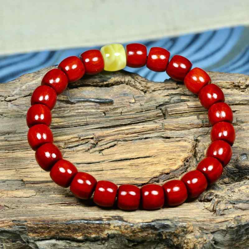 ブレスレット ユニセックス 男女兼用 小葉紫檀 紫檀 8ミリ 9ミリ 直角カット ビーズ 高密度 油分豊富 ガラス光沢 スター模様 木目 手作り ハンドメイド 上質 天然木製 レトロ 開運 お守り 腕輪 数珠 念珠