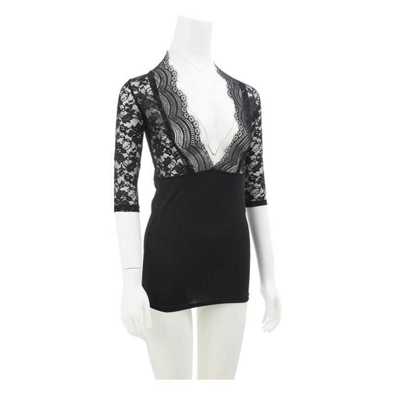 ランジェリー 秘書 制服 コスチューム セクシー ディープV レース 透け感 タイト ボディコンスカート ..