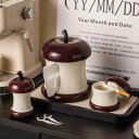 灰皿 つまようじ入れ 陶器 リンゴ型 蓋付き 灰飛び防止 かわいい おしゃれ 家庭用 自宅用 リビング 高級感 上品 モダンデザイン デコレーション 収納可能 アップルレッド