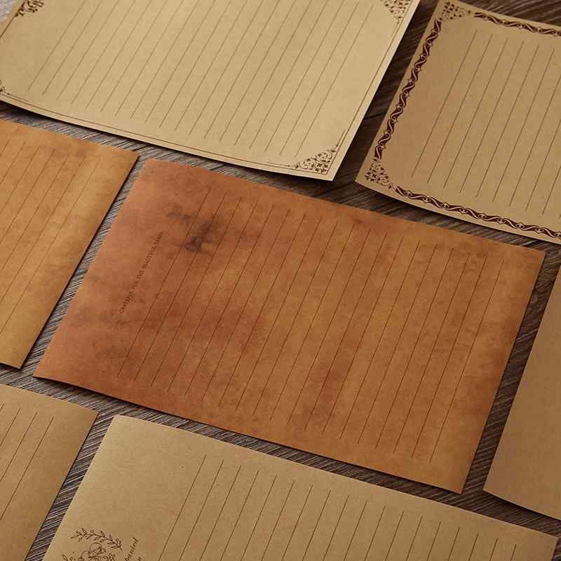 レターセット 便箋 封筒 A5サイズ 手書き クラフト紙 アンティーク レトロ シンプル ヴィンテージ ラブレター 告白 メッセージカード 誕生日 クリスマス ...