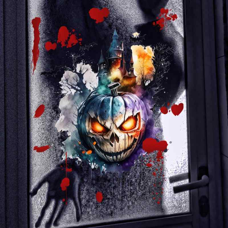 ウォールステッカー ハロウィン ホラー パンプキン キャッスル 剥がせる 壁紙シール DIY 壁飾り PVC製 防水 防カビ 防汚 リビング 寝室 子供部屋 玄関 店舗 パーティー イベント デコレーション