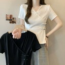 Tシャツ レディース 大きいサイズ ゆったり プラスサイズ 中華風 チャイナ風 アシンメトリー 飾りボタン 半袖 Vネック 無地 体型カバー 着痩せ 細見え ポリエステル トップス レトロ エレガント クラシカル 上品 普段使い カジュアルスタイル