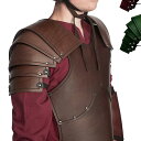コスプレ 肩鎧 レトロ ヴィンテージ 合成皮革 北欧 バイキング 中世 ルネサンス 騎士 戦士 ミリタリー風 ブラック ダークブラウン グリーン レッド ハロウ...
