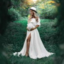 マタニティ 妊婦 ドレス セットアップ オフショルダー パフスリーブ ロング丈 マキシ丈 純綿 コットン 上下セット レトロ フォト マタニティフォト 写真撮影 記念日 カジュアル リラックス