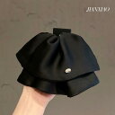ヘアクリップ レディース 韓国風 上品 高級感 サテン フリル リボン バンスクリップ 後頭部 ハーフアップ ポニーテール まとめ髪 ボリュームアップ 髪留め ...