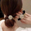 ヘアゴム レディース 女性用 韓国風 パール 真珠 カメリア 花 フラワー 上品 高級感 エレガント 髪留め 髪飾り お団子ヘアアレンジ ヘアアクセサリー ブラ...