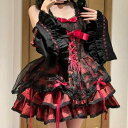 ロリータ ワンピース レディース 薔薇執事 クラシカル レトロ プリンセスドレス スイート かわいい リボン レースアップ レース スクエアネック 長袖 ミニ丈 フェイクツーピース 切り替え パーティー イベント 誕生日 発表会 ドレス