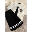 JK制服 レディース 学生服 スクールファッション トップス プリーツスカート 上下セット おしゃれ アクリル素材 2点セット 秋物(3)