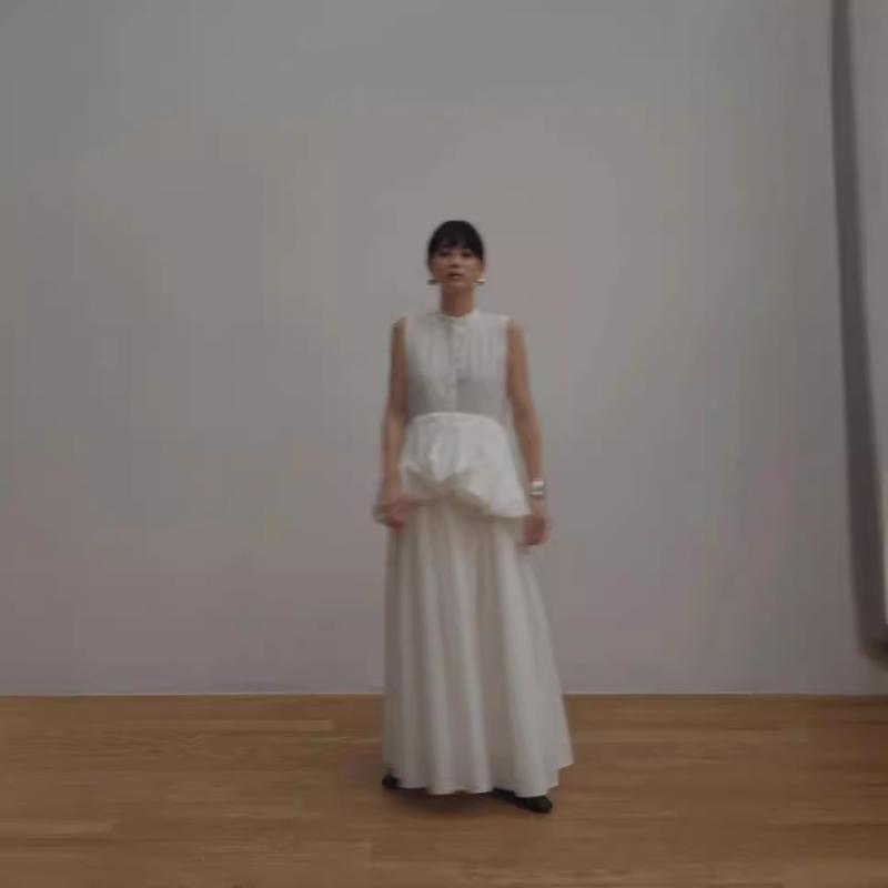 ワンピース レディース 夏 新中華風 フレンチスタイル Aライン ロング丈 白 綿 上品 高級感 洗練された ロマンチック ノースリーブ ラウンドネック お出かけ きれいめ