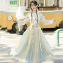 漢服 レディース 唐風 襦裙 セット 背子 ラウンドネック 箭袖 ハイウエスト プリーツスカート 日常使い カジュアルスタイル 刺繍 染色 TR素材 春夏