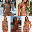 ビキニ レディース 水着 セクシー 欧米風 2点セット スイムウェア 海水浴 プール ビーチ リゾート ポリエステル 伸縮性 胸パッド付き ノンワイヤー 三角ショーツ ゼブラ柄 ヒョウ柄 花柄 プリント グラデーション