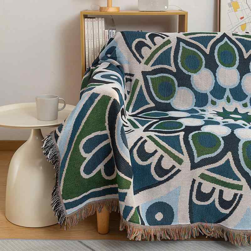 ソファカバー マルチカバー 北欧 レトロ ヴィンテージ 窓花柄 ステンドグラス風 おしゃれ インスタ映え..