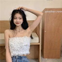 ベスト レディース 甘辛スタイル パール チェーンストラップ ショート丈 スリムフィット ファー ボア 肌見せ セクシー 重ね着 カジュアル トップス ポリエス...