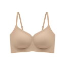 ブラジャー レディース ノンワイヤー Vネック 薄手 シームレス 3/4カップ 谷間メイク プッシュアップ 脇高 脇肉カバー ホックなし 通気性 快適 ナイロン スパンデックス ヌードカラー ブラック
