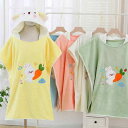 バスローブ キッズ 子供用 男女兼用 フード付き ポンチョ型 ガウン バスタオル お風呂上り ルームウェア 冬用 暖かい 吸水速乾 サンゴフリース ポリエステル うさぎデザイン イエロー グリーン ブルー ダークグレー ピンク ホワイト