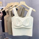 ブラトップ レディース ワイドストラップ シームレス カップ付き 接触冷感 インナー 美背デザイン スリムフィット トップス ルームウェア ナイロン素材 無地 ホワイト ブラック グリーン カーキ フリーサイズ(x2)