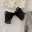 ヘアアクセサリー 女の子 ガールズ 韓国風 かわいい チュール メッシュ ダブル リボン 蝶々結び ロングリボン 揺れるリボン ヘアクリップ サイドクリップ バレッタ 髪飾り ハンドメイド 上品 フェミニン SNS映え