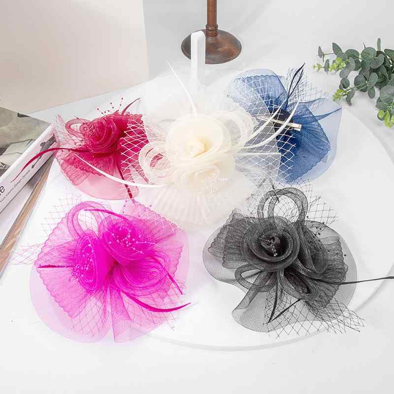 ヘッドドレス レディース レトロ エレガント フォーマル ベール付き チュール 羽根飾り ミニハット カ..