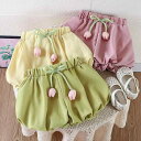 ベビー 女の子 かぼちゃパンツ ショートパンツ 夏用 薄手 綿混 無地 かわいい カジュアル ウエストゴム ミドルウエスト 韓国風 柔らかな肌触り(x2)