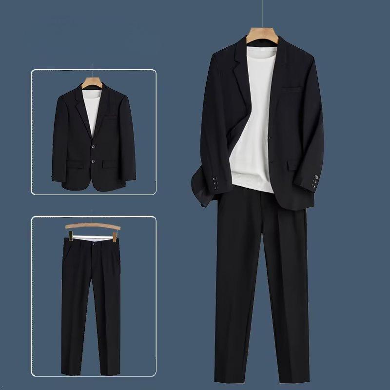 セットアップ メンズ 薄手 軽量 ゆったり ドレープ感 トレンド ビジネス 通勤 カジュアル 普段使い オフィスカジュアル テーラードジャケット スーツ上下 ポリエステル 合繊