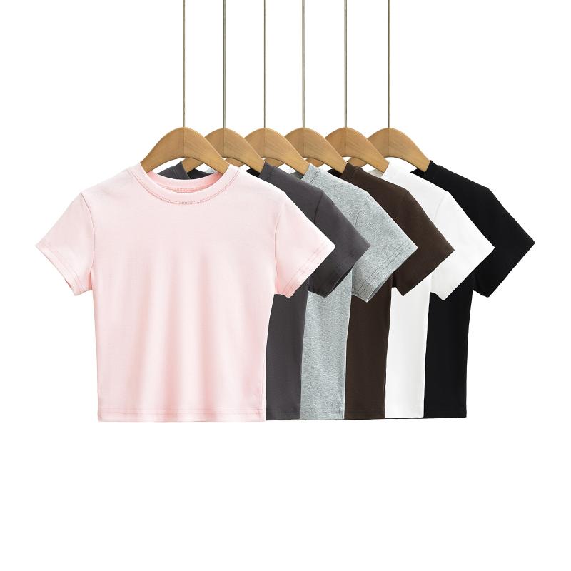Tシャツ レディース クルーネック 半袖 ショート丈 スリムフィット タイトトップス ベーシック カジュアル インナー ビスコース混紡素材 多彩なカラー 甘辛ミックス セクシー