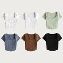 Tシャツ レディース BMスタイル ショート丈 クロップド丈 スクエアネック 半袖 コルセット風 ボーン入り 胸元強調 お腹見せ ヘソ出し 細見え スタイルアップ 綿 コットン スウィート フェミニン カジュアル 夏 サマー