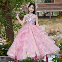 子供 ドレス 女の子 ジュニア フォーマル プリンセス チュール 発表会 演奏会 結婚式 フラワーガール イベント ステージ衣装 高級感 エレガント 華やか フレア ふわふわ ピンク 夏