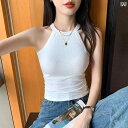 キャミソール レディース タンクトップ ホルターネック 美背 バックオープン カップ付き 接触冷感 薄手 再生繊維 スリムフィット 高弾力 夏 インナー トップス アウター 普段使い 部屋着 ホワイト ブラック イエロー アプリコット グレー(x2)