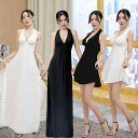 ワンピース レディース ロング丈 Vネック ノースリーブ 背中開き 胸元ローカット セクシー エレガント ナイトドレス パーティードレス イブニングドレス キャバドレス フォーマル 着痩せ Aライン PVC素材 ブラック ホワイト
