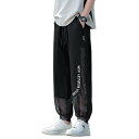 カジュアルパンツ メンズ ジョガーパンツ メッシュ 薄手 吸汗速乾 通気性 ストレッチ ポリエステル素材 ルーズフィット スポーツ トレーニング 普段使い 部屋着 夏物
