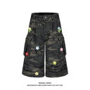 クロップドパンツ メンズ ユニセックス アメカジ ゆったりワイド 迷彩柄 カーゴパンツ マルチポケット コットン イージーケア カジュアル 普段使い