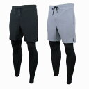 パンツ メンズ 男性 重ね着風 スポーツ ロングパンツ 速乾 ストレッチ トレーニング フィットネス ランニング バスケットボール 9分丈 ストレート 薄手 軽量 竹繊維 ハイウエスト カジュアル グレー ブラック