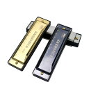 ハーモニカ 半音階 クロマチック 10穴 メタル製 合金製 プロ仕様 演奏用 楽器 カラフル マルチカラー ゴールド シルバー ブラック レッド ローズレッド(...