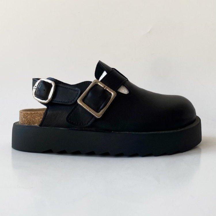 サンダル レディース ミュール 厚底 クローズトゥ ソフトソール ラウンドトゥ PU素材 高級感 レトロ 個性的 かわいい 夏 外履き 普段使い デイリー カジュアル ブラック