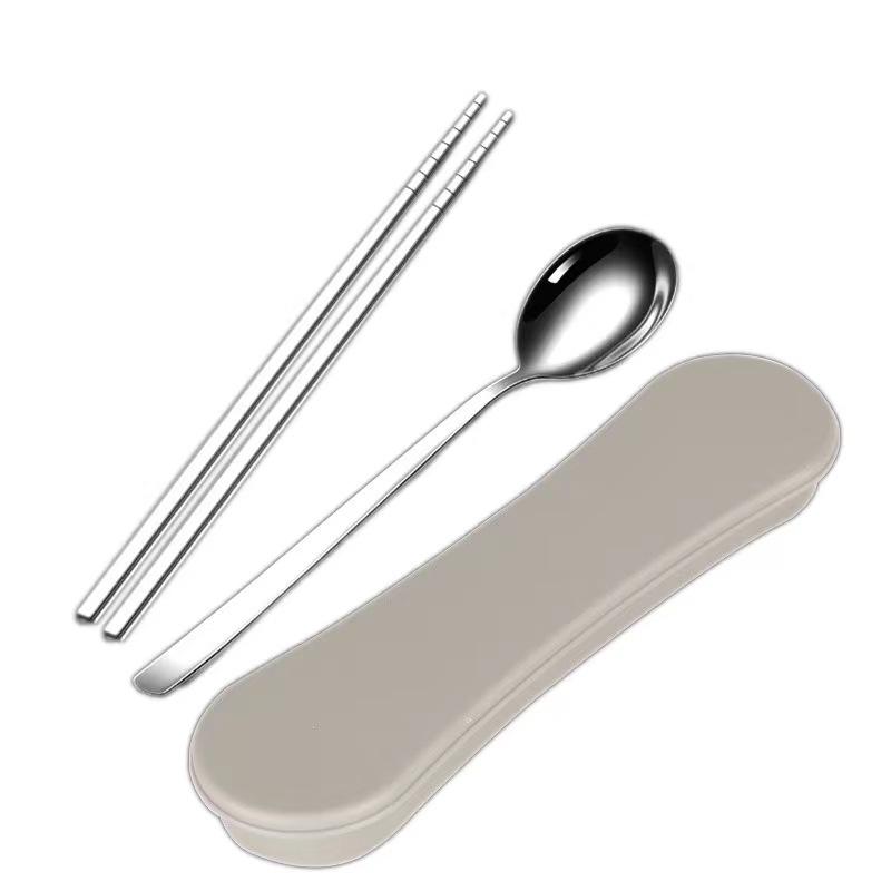 カトラリー 学生 大人 304ステンレス 携帯用食器 スプーン 箸 2点セット オフィス 通勤 アウトドア 普段使い ポータブル モダン シンプル 韓国風 ケー...