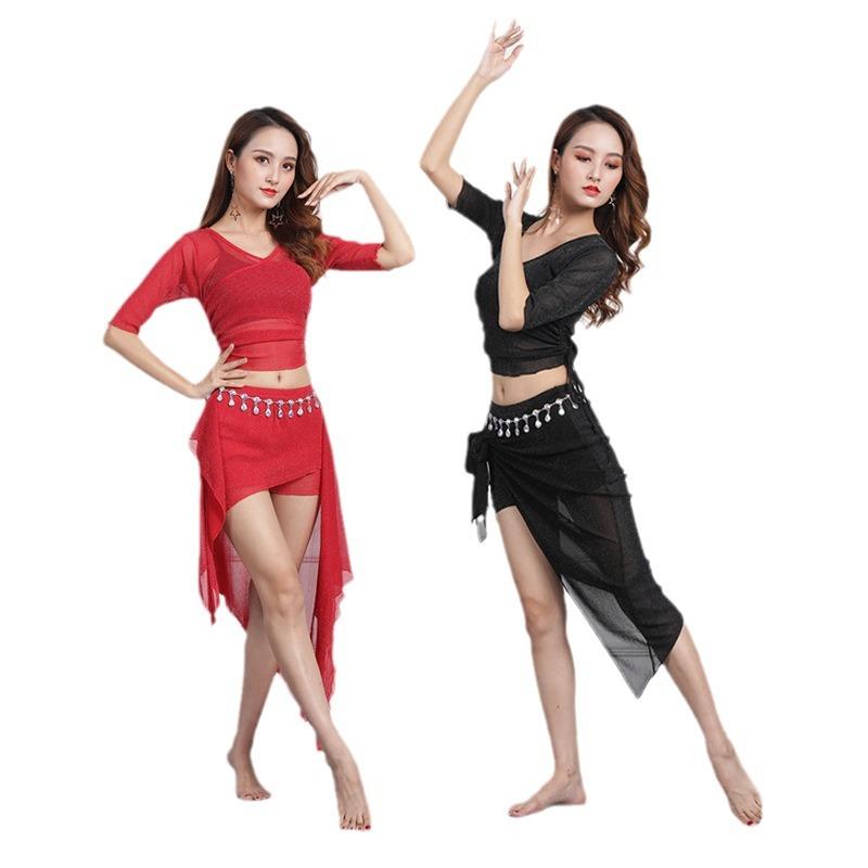 ベリーダンス レディース 女性用 練習着 発表会 ステージ衣装 初心者向け セットアップ 大きいサイズ ..