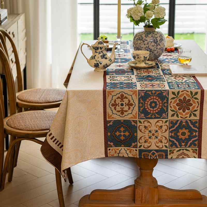 テーブルクロス テーブルカバー ボヘミアン フレンチアンティーク 地中海風 長方形 ダイニング コーヒ..