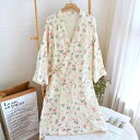 ルームウェア レディース 春夏 綿100% ガーゼ 薄手 紐付き 和服風 バスローブ ゆったり かわいい 部屋着 パジャマ 寝間着 スリーパー