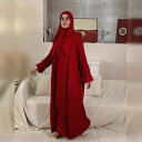 ロングドレス レディース イスラム教徒 礼拝服 アフリカ風 エスニック 花柄 スカーフ一体型 ショールネック 長袖 マキシ丈 ゆったり 大きいサイズ ストレート...