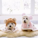 犬用 小型犬 くま耳 あったか スリーパー パジャマ ルームウェア ポンチョ おくるみ毛布 秋冬用 防寒 サンゴマイヤー ブラウン ピンク カジュアル(x2)