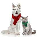 ペット服 猫 犬用 帽子 スカーフ マント ケープ コスチューム クリスマス お正月 ハロウィン 仮装 衣装 毛糸 ニット素材 赤 緑 グレー 白 マルチカラー 男女兼用(x2)