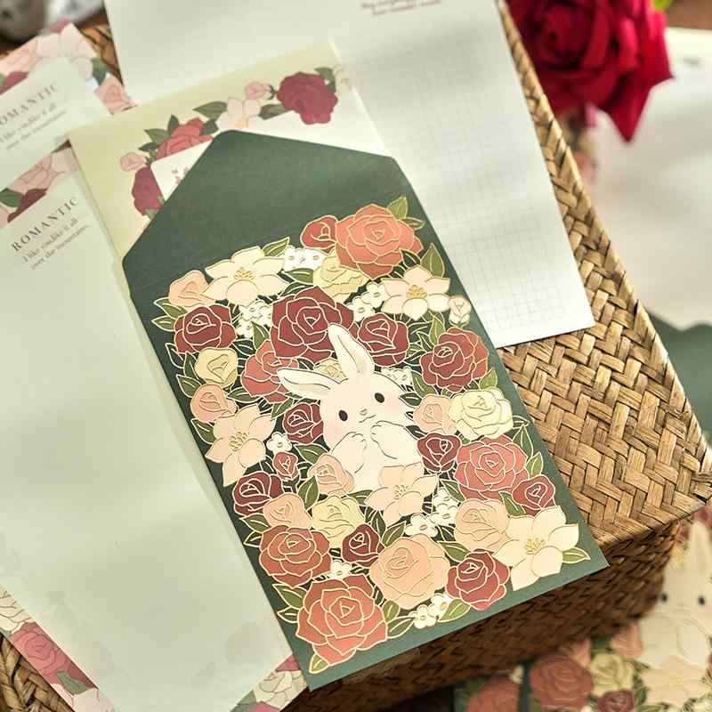 レターセット 封筒 便箋 ロマンチック レトロ 花柄 花束 告白 ラブレター メッセージ 手紙用 高級感 紙テープ 封緘 シール 贈り物 ギフト プレゼント