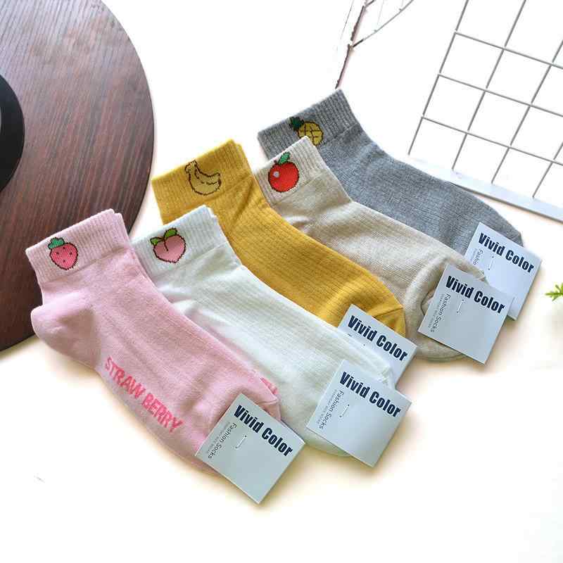 靴下 レディース ショート丈 くるぶし丈 パイナップル トマト バナナ フルーツ柄 アルファベット柄 ス..