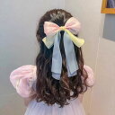ヘアアクセサリー キッズ 女の子 プリンセス風 パールグリッター リボン ドーパミンカラー かわいい バイカラー 韓国風 ハンドメイド ヘアクリップ 髪留め