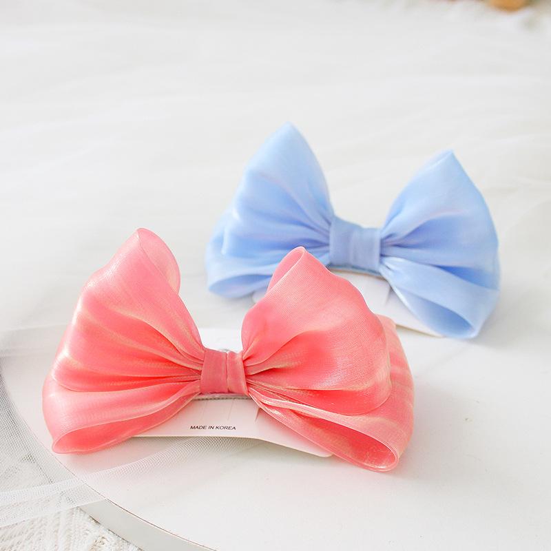 ヘアクリップ キッズ 女の子 立体 ビッグ リボン シルク風 光沢感 布製 プリンセス風 上品 お団子ヘア..