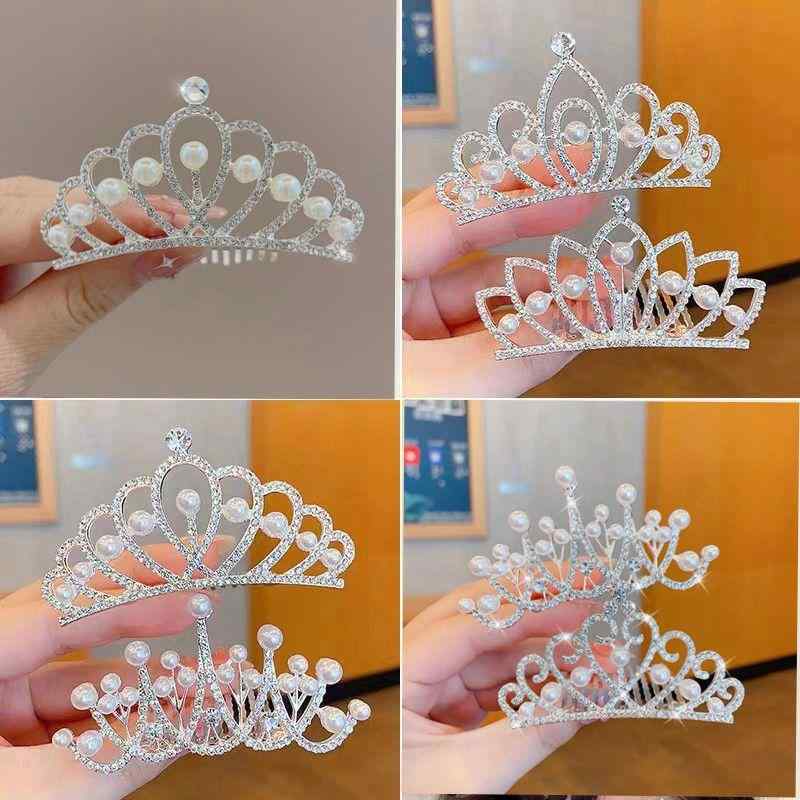 ヘアアクセサリー キッズ 女の子 王冠 ティアラ クラウン パール 真珠 ラインストーン クリスタル ヘア..